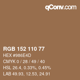 颜色代码: RGB 152 110 77 | qconv.com