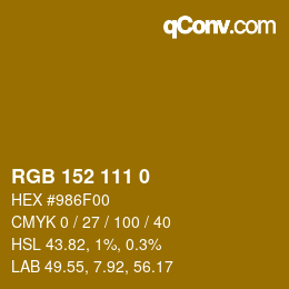 Color code: RGB 152 111 0 | qconv.com
