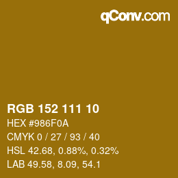 Color code: RGB 152 111 10 | qconv.com