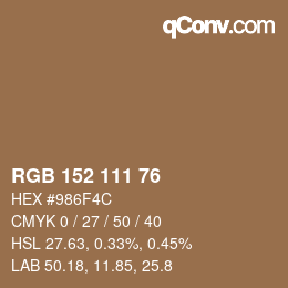 Color code: RGB 152 111 76 | qconv.com