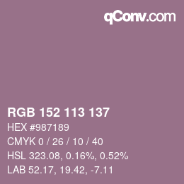 カラーコード: RGB 152 113 137 | qconv.com