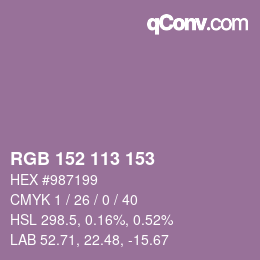 Color code: RGB 152 113 153 | qconv.com