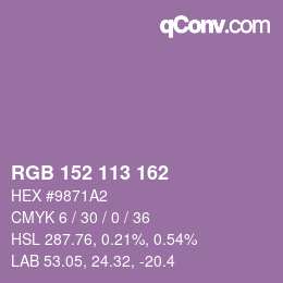 Color code: RGB 152 113 162 | qconv.com