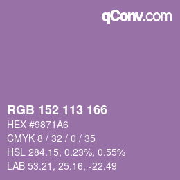 カラーコード: RGB 152 113 166 | qconv.com