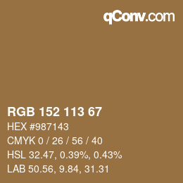 Color code: RGB 152 113 67 | qconv.com