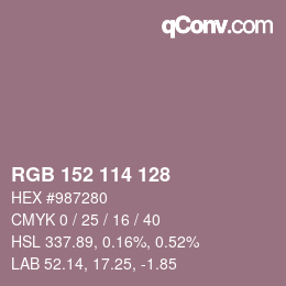 Color code: RGB 152 114 128 | qconv.com