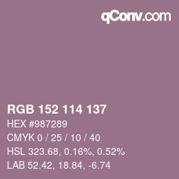 Farbcode: RGB 152 114 137 | qconv.com