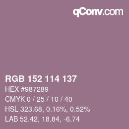 Color code: RGB 152 114 137 | qconv.com