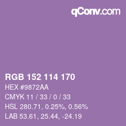 カラーコード: RGB 152 114 170 | qconv.com