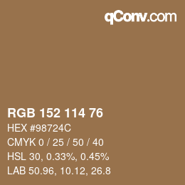 Color code: RGB 152 114 76 | qconv.com