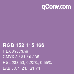 Color code: RGB 152 115 166 | qconv.com
