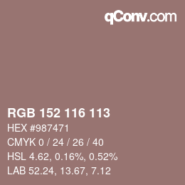 Farbcode: RGB 152 116 113 | qconv.com