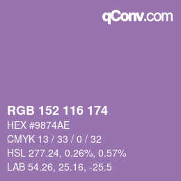 カラーコード: RGB 152 116 174 | qconv.com