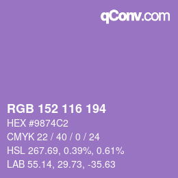 Color code: RGB 152 116 194 | qconv.com