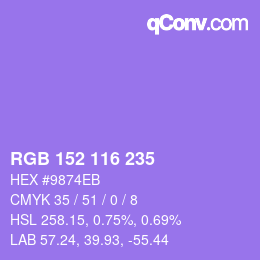 Color code: RGB 152 116 235 | qconv.com