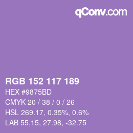 Farbcode: RGB 152 117 189 | qconv.com