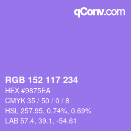 Color code: RGB 152 117 234 | qconv.com