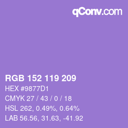 Color code: RGB 152 119 209 | qconv.com