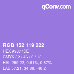 Color code: RGB 152 119 222 | qconv.com