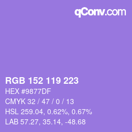 Color code: RGB 152 119 223 | qconv.com