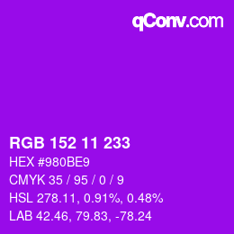 Color code: RGB 152 11 233 | qconv.com