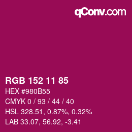 Color code: RGB 152 11 85 | qconv.com