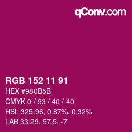Color code: RGB 152 11 91 | qconv.com