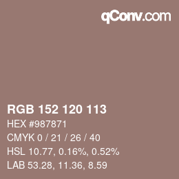 カラーコード: RGB 152 120 113 | qconv.com