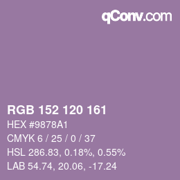 颜色代码: RGB 152 120 161 | qconv.com