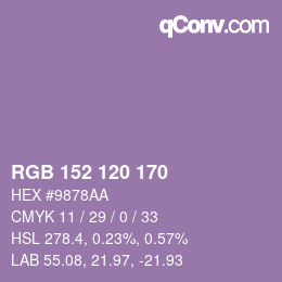 カラーコード: RGB 152 120 170 | qconv.com