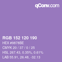Color code: RGB 152 120 190 | qconv.com