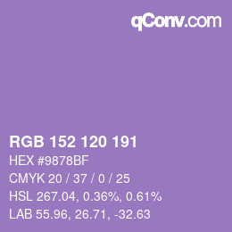 颜色代码: RGB 152 120 191 | qconv.com