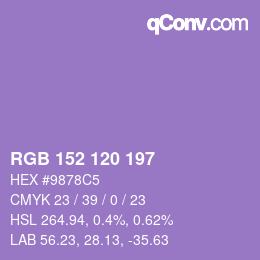 カラーコード: RGB 152 120 197 | qconv.com