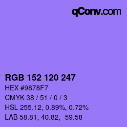 Color code: RGB 152 120 247 | qconv.com