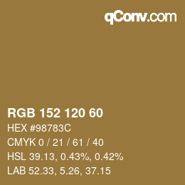 カラーコード: RGB 152 120 60 | qconv.com