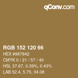 カラーコード: RGB 152 120 66 | qconv.com