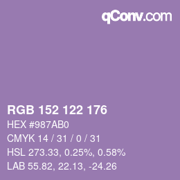 カラーコード: RGB 152 122 176 | qconv.com