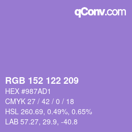 Color code: RGB 152 122 209 | qconv.com