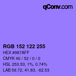 Color code: RGB 152 122 255 | qconv.com
