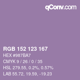 Código de color: RGB 152 123 167 | qconv.com