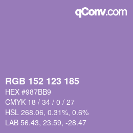 カラーコード: RGB 152 123 185 | qconv.com