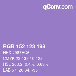 カラーコード: RGB 152 123 198 | qconv.com