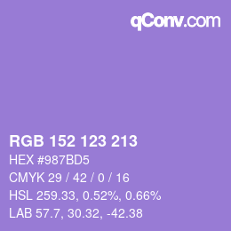 カラーコード: RGB 152 123 213 | qconv.com