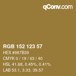 カラーコード: RGB 152 123 57 | qconv.com
