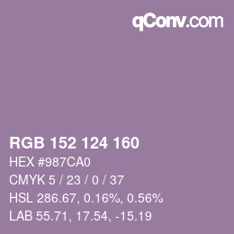 Color code: RGB 152 124 160 | qconv.com
