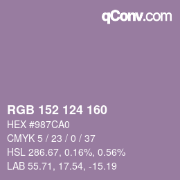 Color code: RGB 152 124 160 | qconv.com