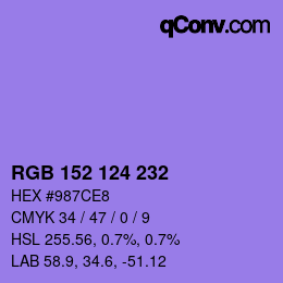 Color code: RGB 152 124 232 | qconv.com