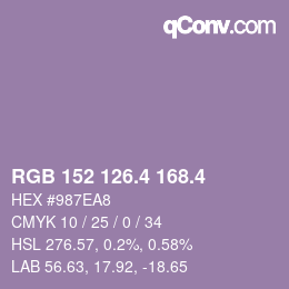 カラーコード: RGB 152 126.4 168.4 | qconv.com