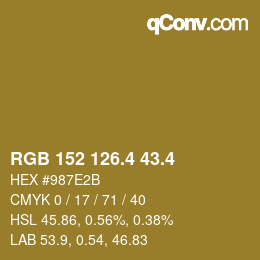 カラーコード: RGB 152 126.4 43.4 | qconv.com
