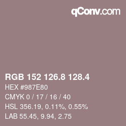 カラーコード: RGB 152 126.8 128.4 | qconv.com